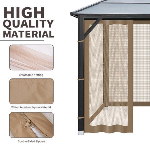 OIPUNSHLE gazebo netting with hooks and rings included for easy setup.