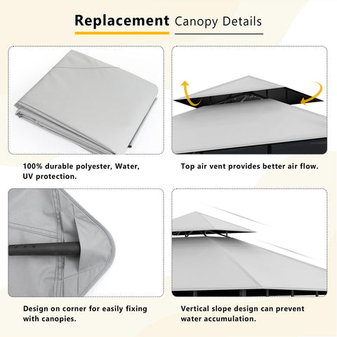 OIPUNSHLE canopy corner pockets close fit detail for secure gazebo assembly.