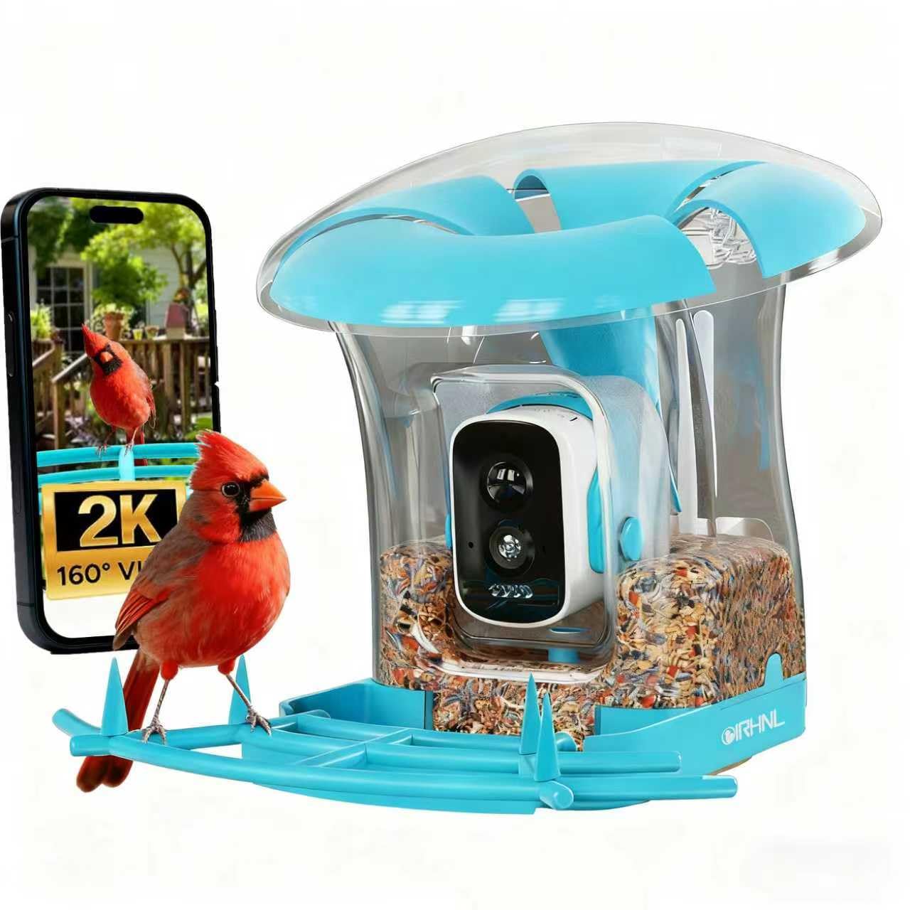 OIRHNL Smart Bird Feeder camera view for close backyard observation.