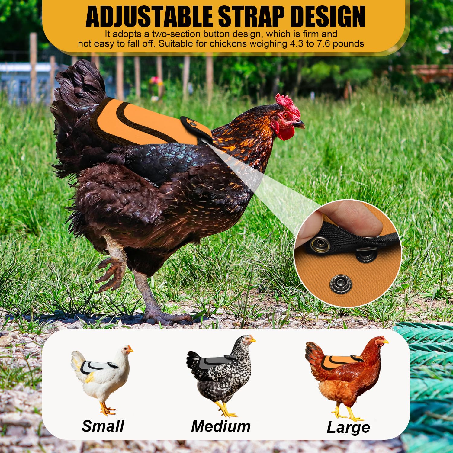 OIUXIMT chicken saddle central flap buckle prevents loosening during activity