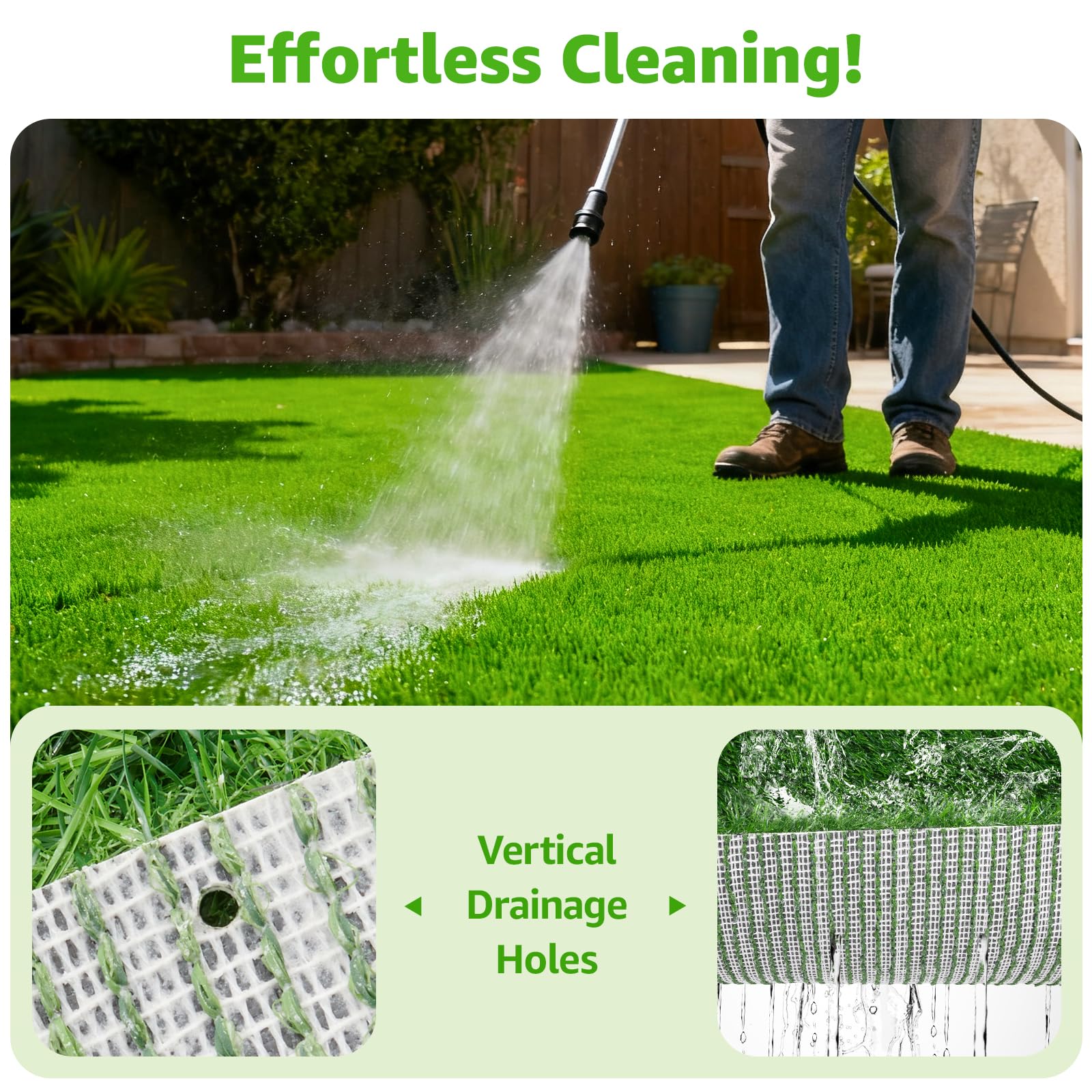 Oiyeefo turf drainage-holes highlight quick water runoff after rain.