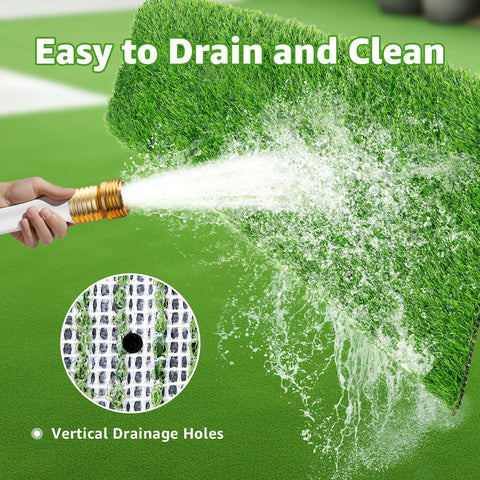 Oiyeefo artificial turf grass backyard drainage holes keep dry after rain