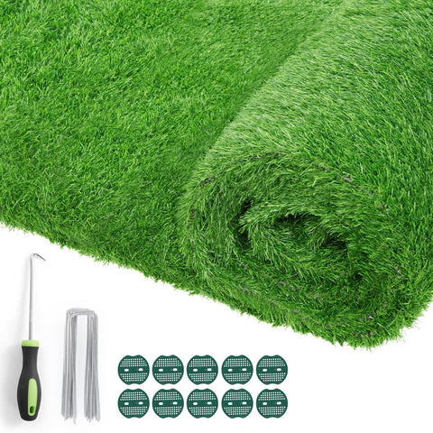 Oiyeefo artificial turf outdoor dog pad with drainage holes protects paws and keeps area dry