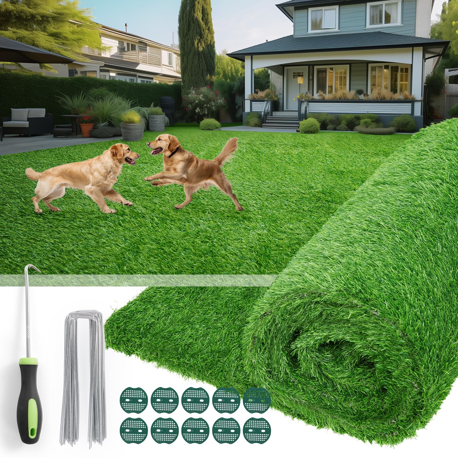 Oiyeefo artificial turf grass outdoor patio with realistic texture for a vibrant space