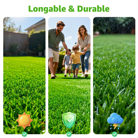 Oiyeefo artificial grass with drainage holes for quick water runoff