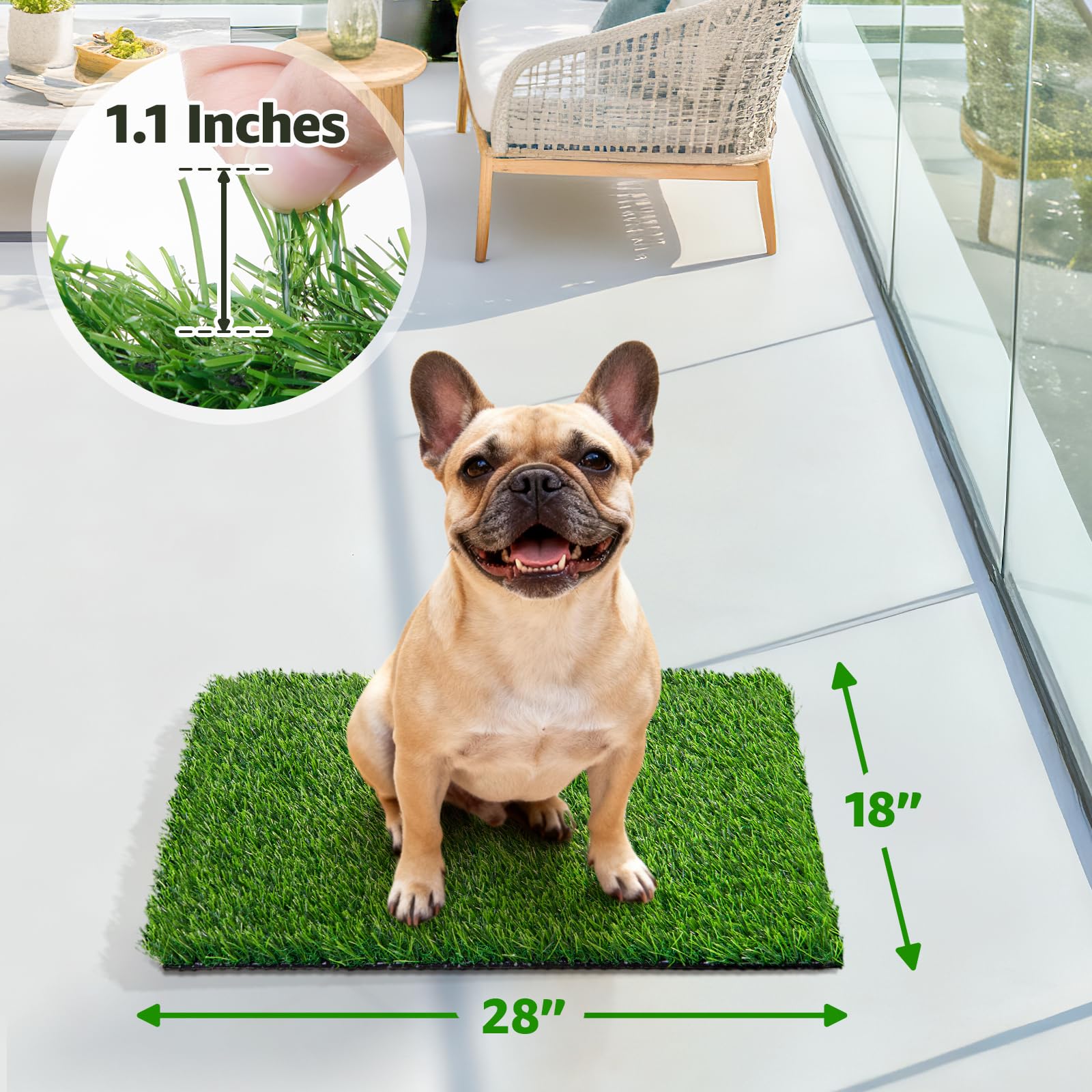 Oiyeefo dog potty-training grass rug ideal for indoor and balcony setup.