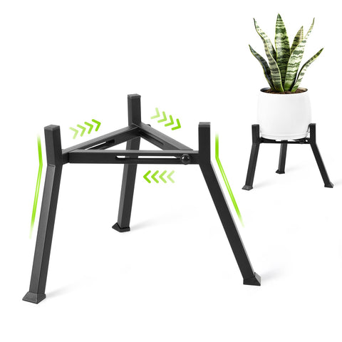 Oiyeefo metal plant stand with adjustable width fits 5.9–8.7 inch pots securely.