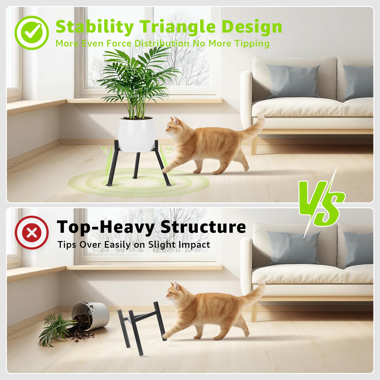 Oiyeefo black finish corner stand blends with Boho, Rustic, or Contemporary decor.