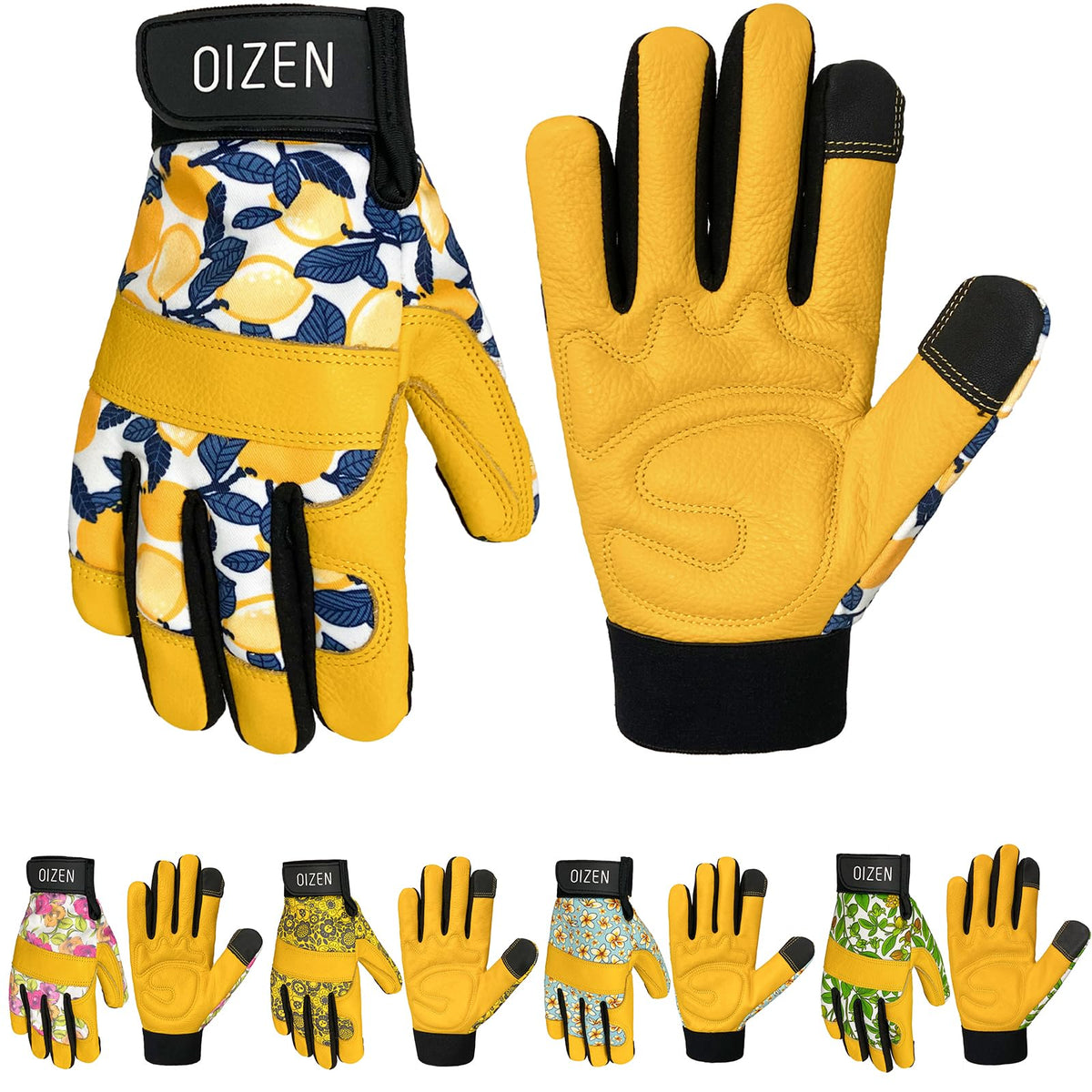 OIZEN cowhide gloves with thorn-proof palm for tough garden tasks.