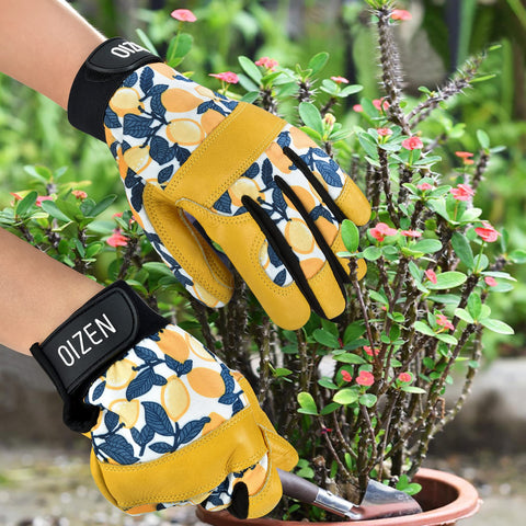 OIZEN cowhide gloves padded palm and reinforced fingertips