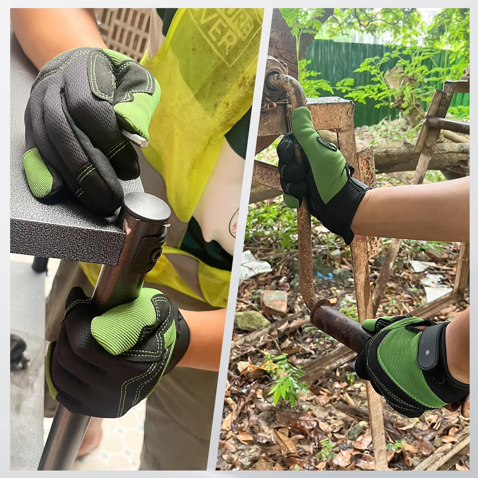 OIZEN adjustable-cuff gloves secure fit for all-day gardening tasks.
