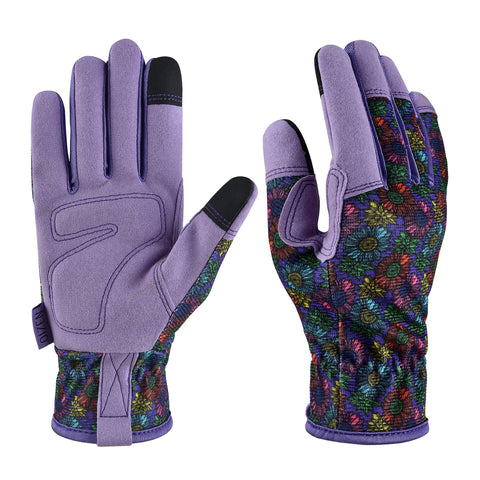 OIZEN gardening gloves with bright flora pattern offering breathable comfort