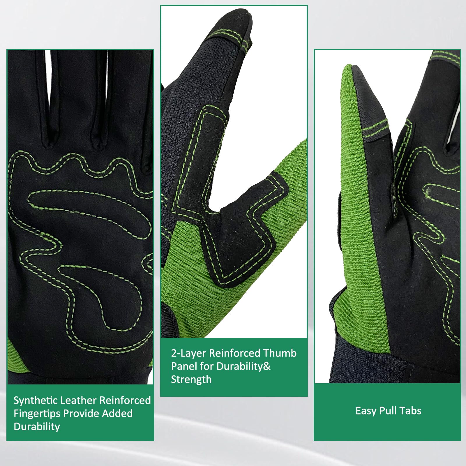 OIZEN gloves with reinforced fingertips for durability on tough jobs