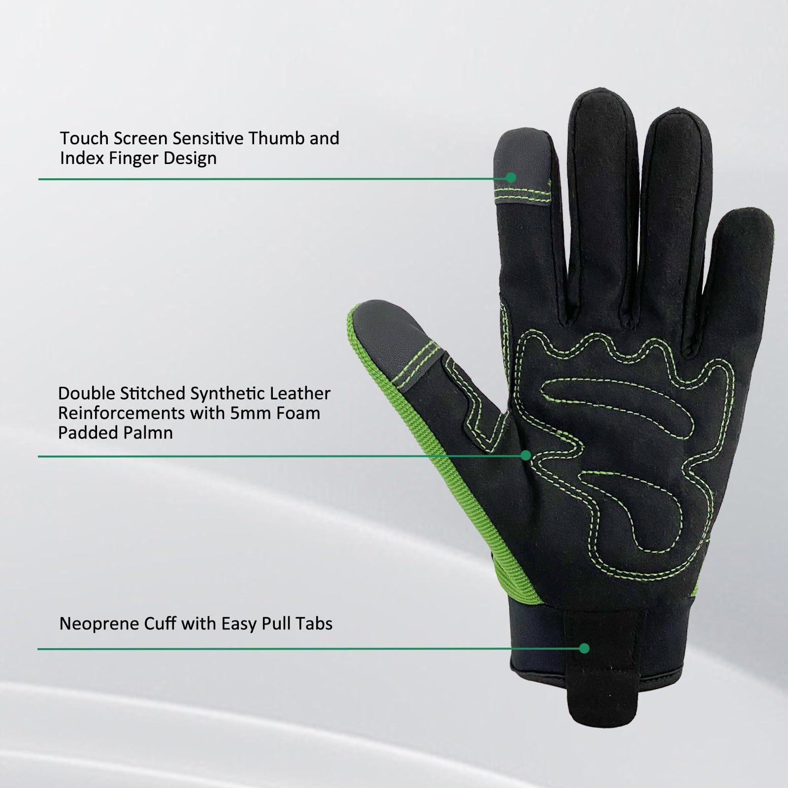 OIZEN gloves demonstrating touchscreen capability on thumb and forefinger