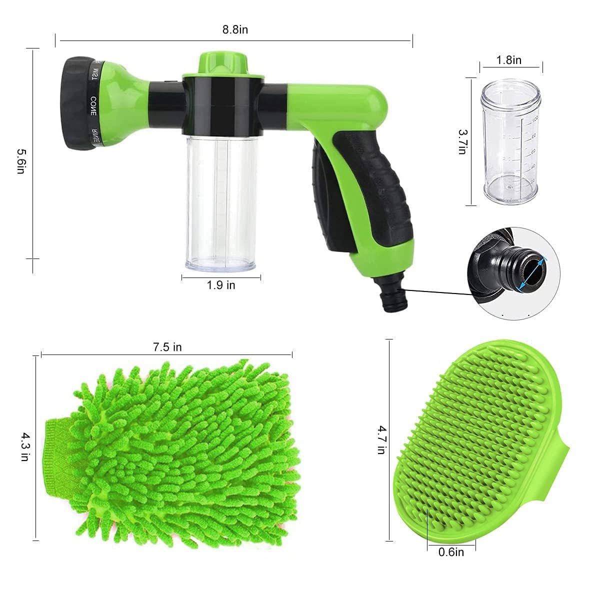 OJKGV eight-pattern spray selector enables versatile washing and foaming