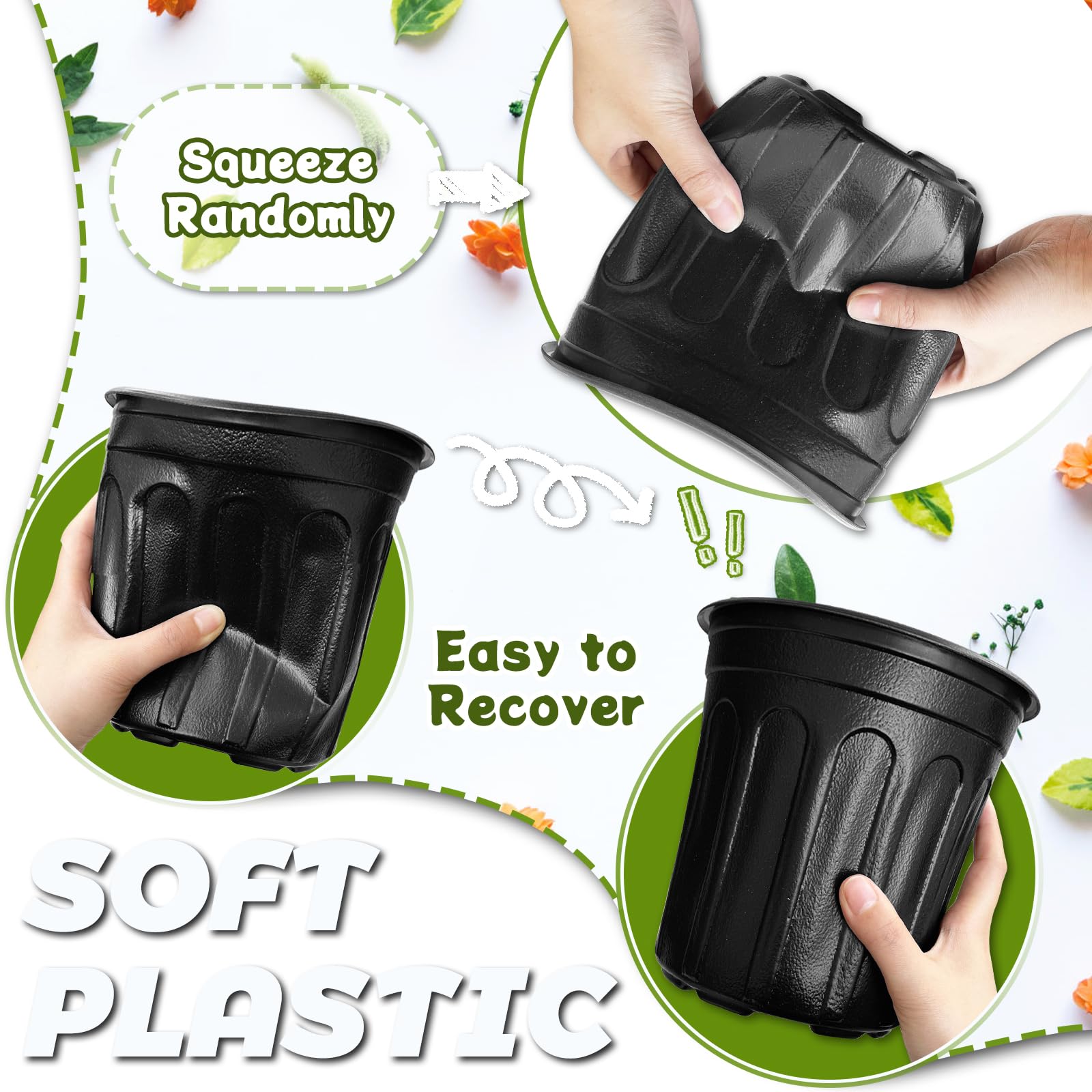 OJYUDD black thickened plastic nursery pots with drainage holes