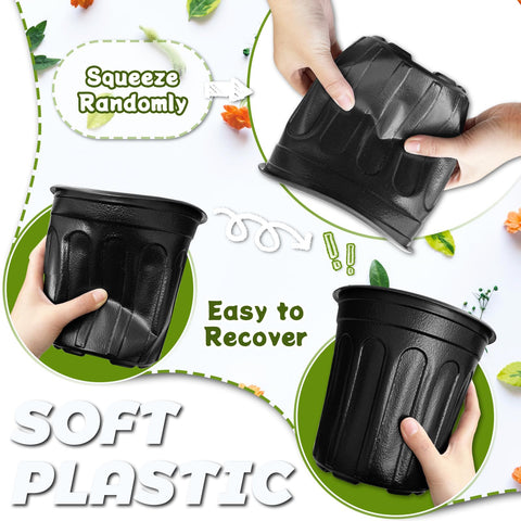 OJYUDD black thickened plastic nursery pots with drainage holes
