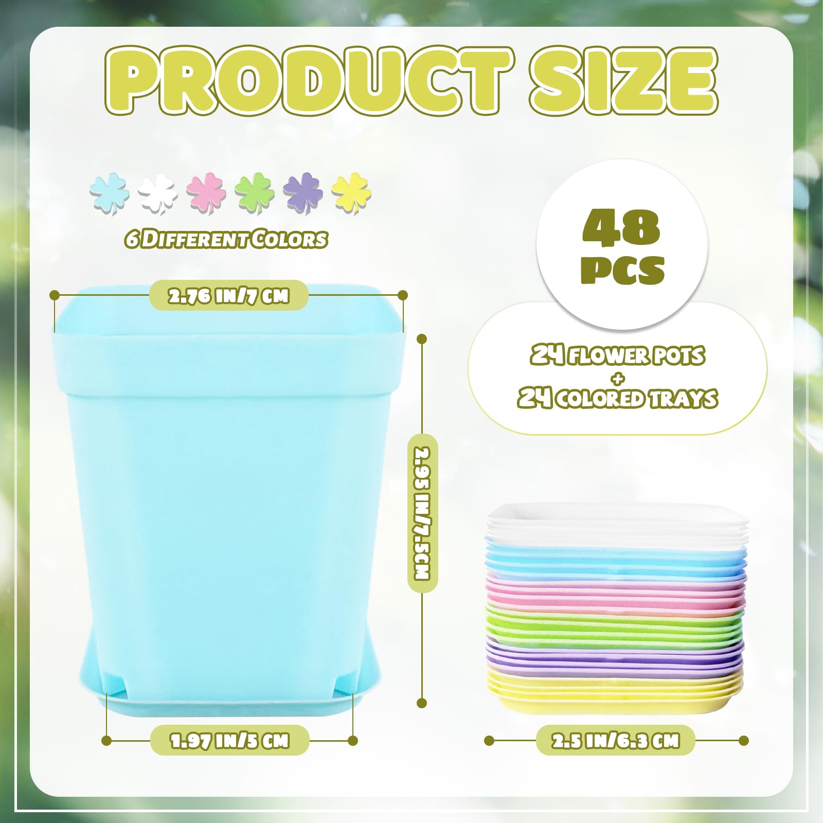 OJYUDD square pot with height and top diameter measurements