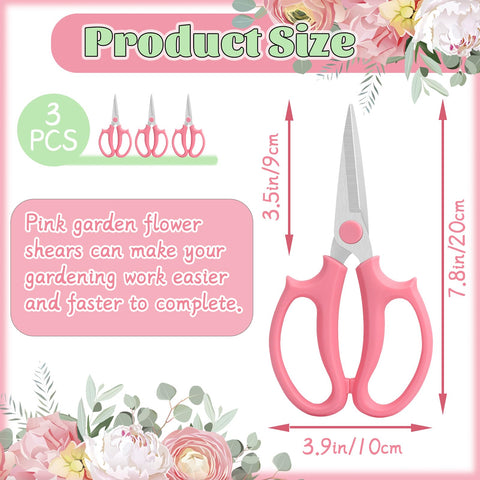 OJYUDD floral shears with ergonomic pink handles for comfortable daily pruning.