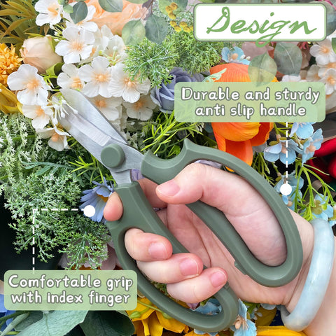 OJYUDD scissors in action during flower arrangement and pruning.