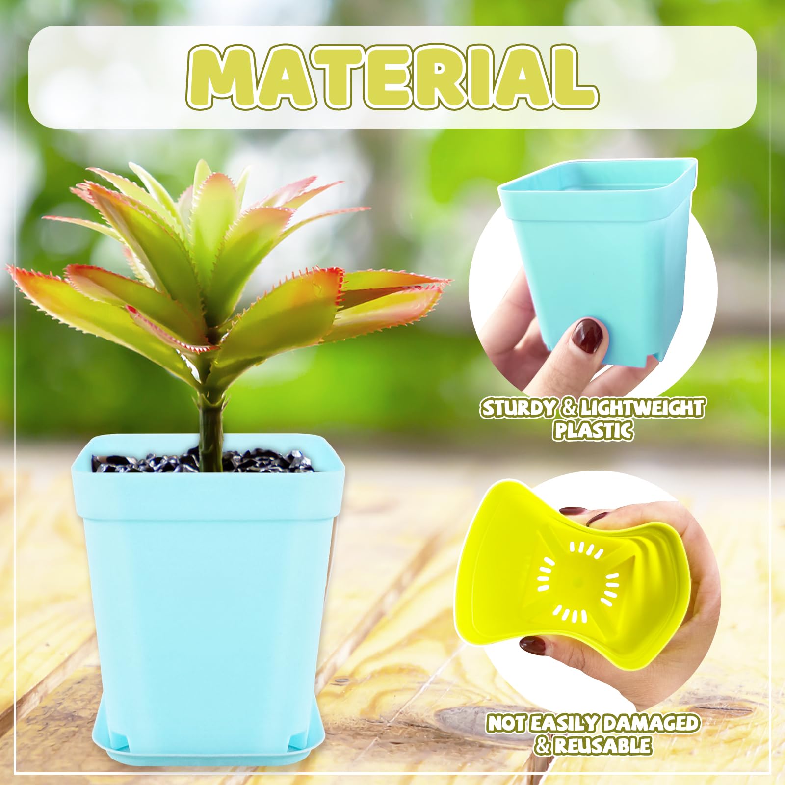 OJYUDD mini plastic square planter shows lightweight durable material