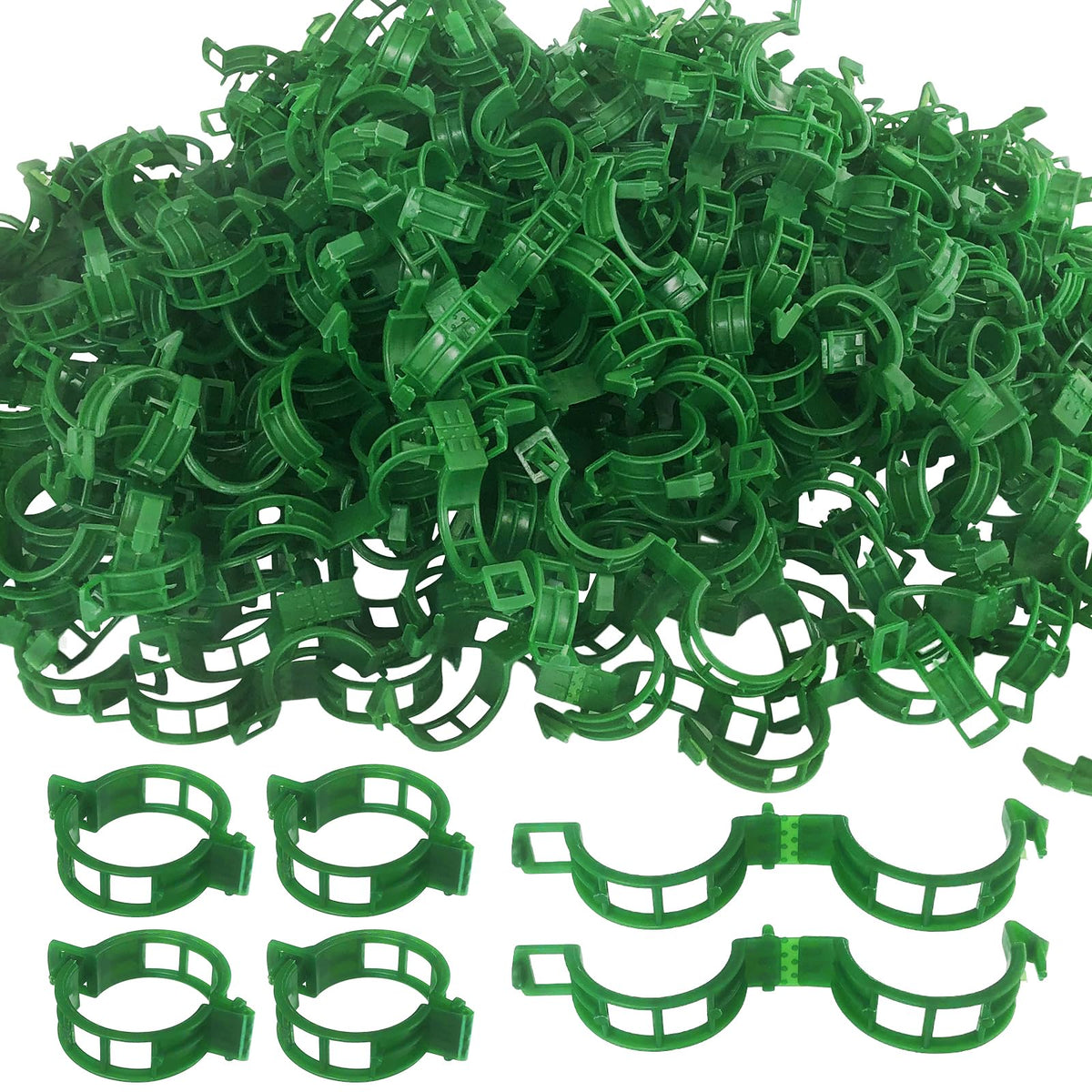 OJYUDD plant support clip closeup showing snap buckle for secure ties
