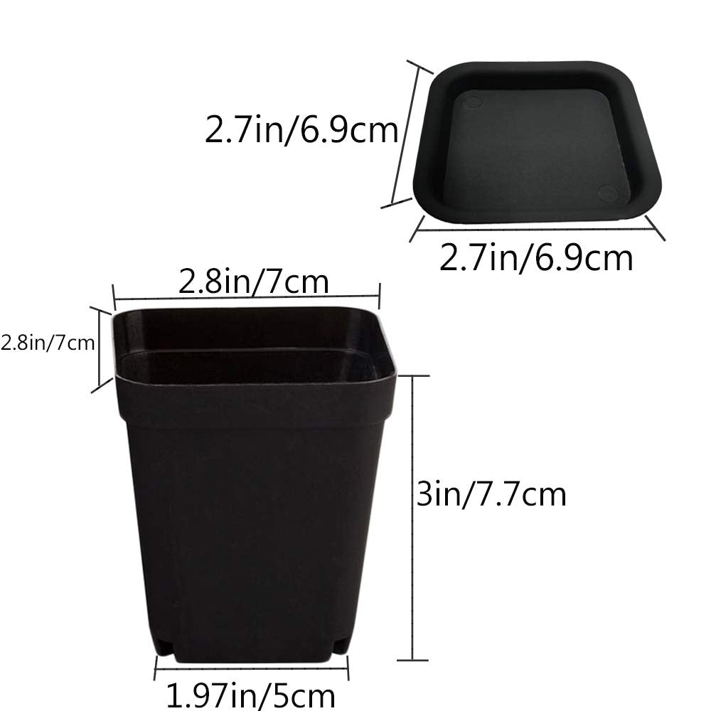 OJYUDD square pot with drainage tray, helps prevent overwatering for herbs on the kitchen counter.