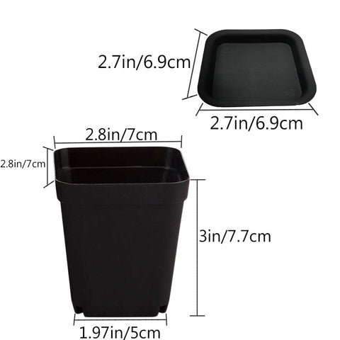 OJYUDD square pot with drainage tray, helps prevent overwatering for herbs on the kitchen counter.