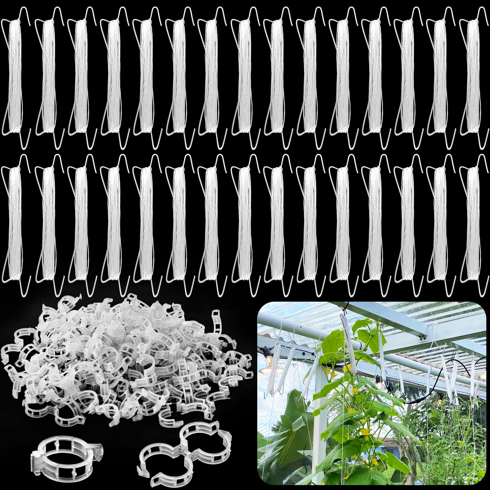 OJYUDD tomato hooks with string for upright plant support.
