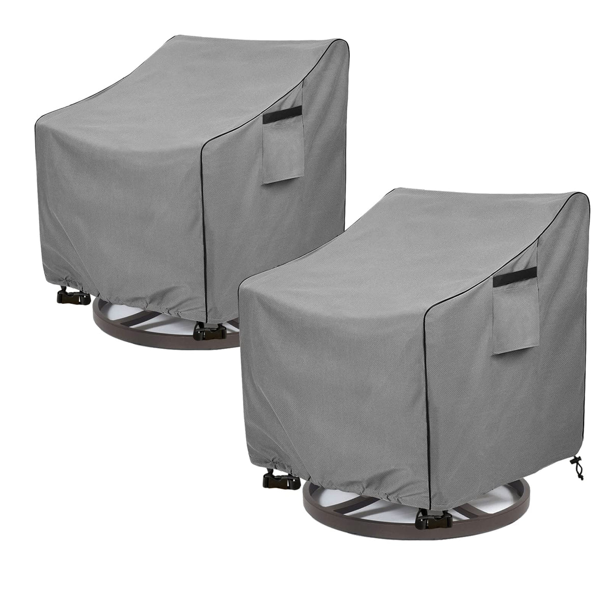 Okcool outdoor swivel chair cover 2-pack front view protects patio seating from rain.