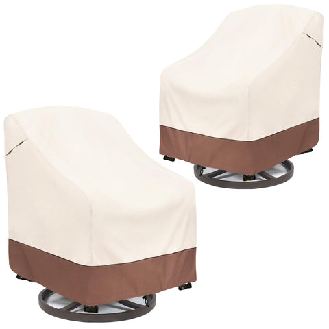 okcool outdoor swivel chair cover beige front view protects chairs from rain and sun.