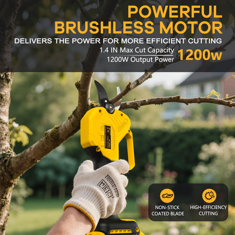 Close-up of Okeelney brushless motor enabling high-torque pruning performance.