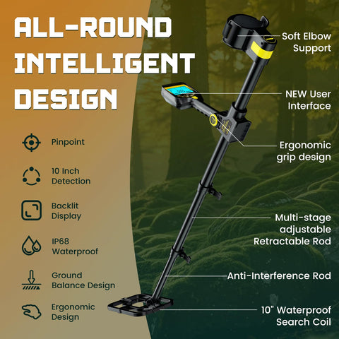 OKESAM metal detector LCD display shows targets clearly for precise digging decisions.