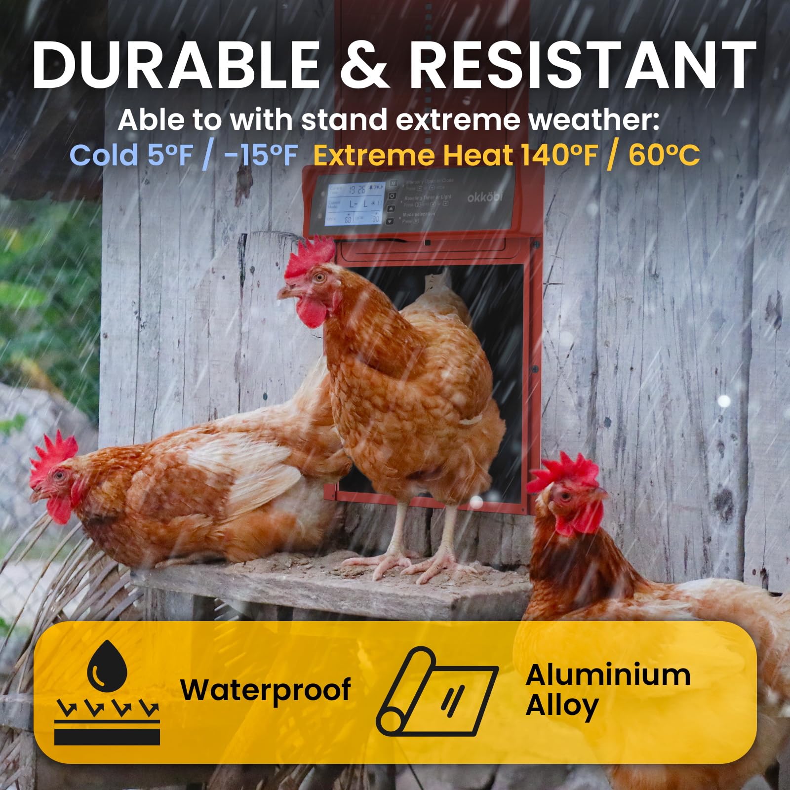 OKKÖBI Anti-pinch technology safeguarding chickens during door movement
