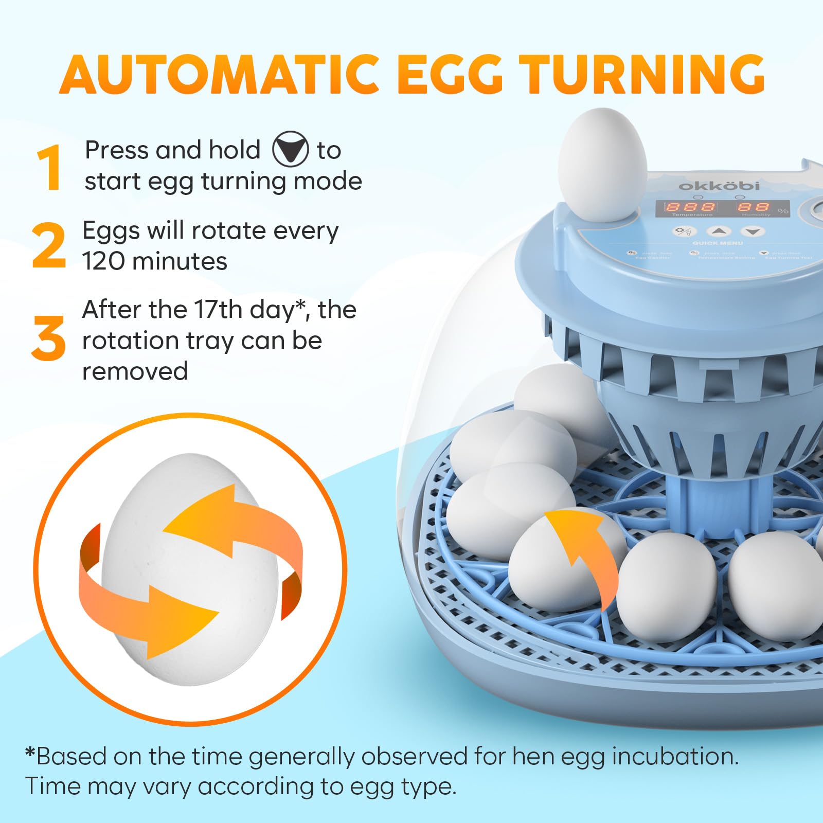 OKKÖBI egg tray holds 12 eggs for compact setups.