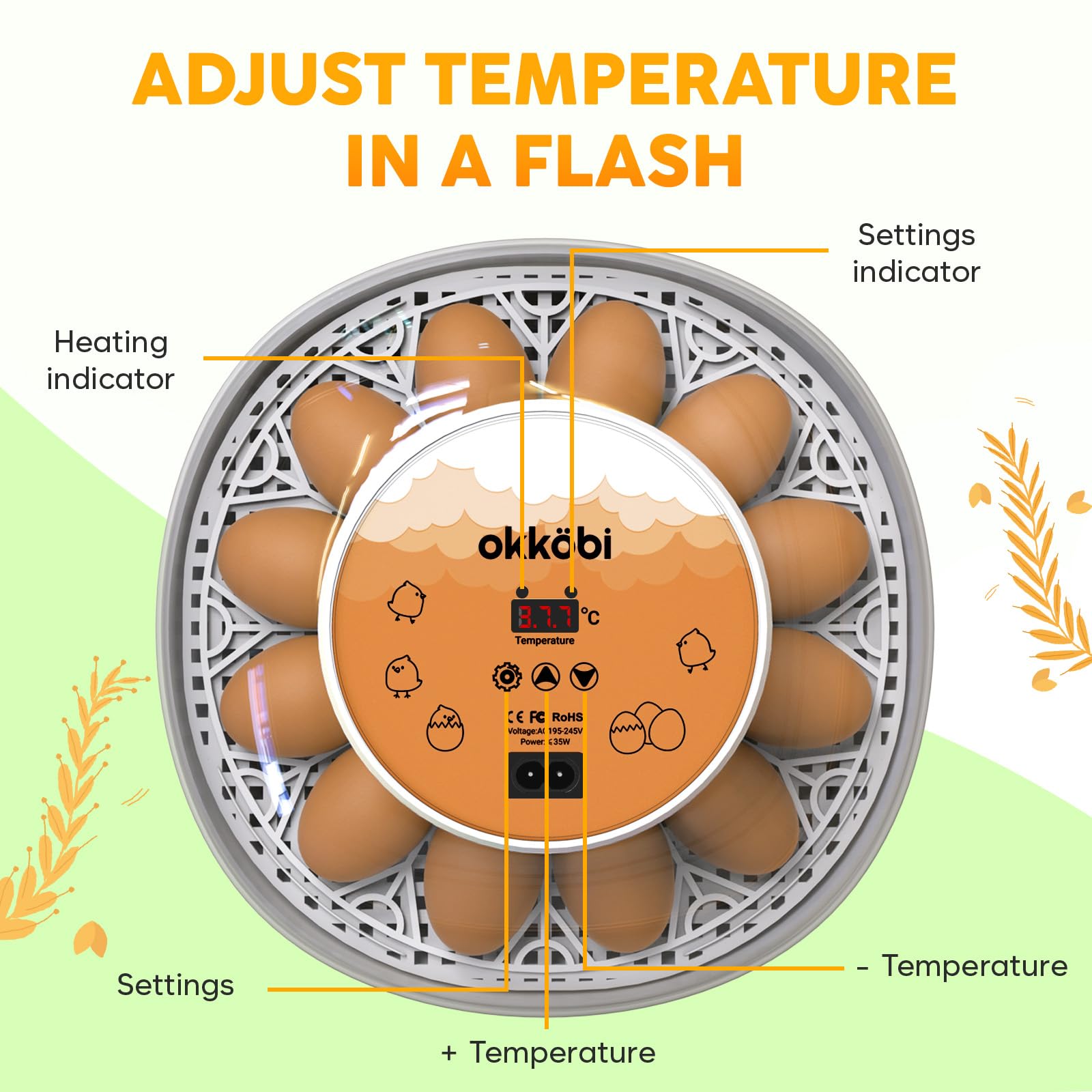 OKKÖBI M12 automated turner for even egg rotation and better hatch potential