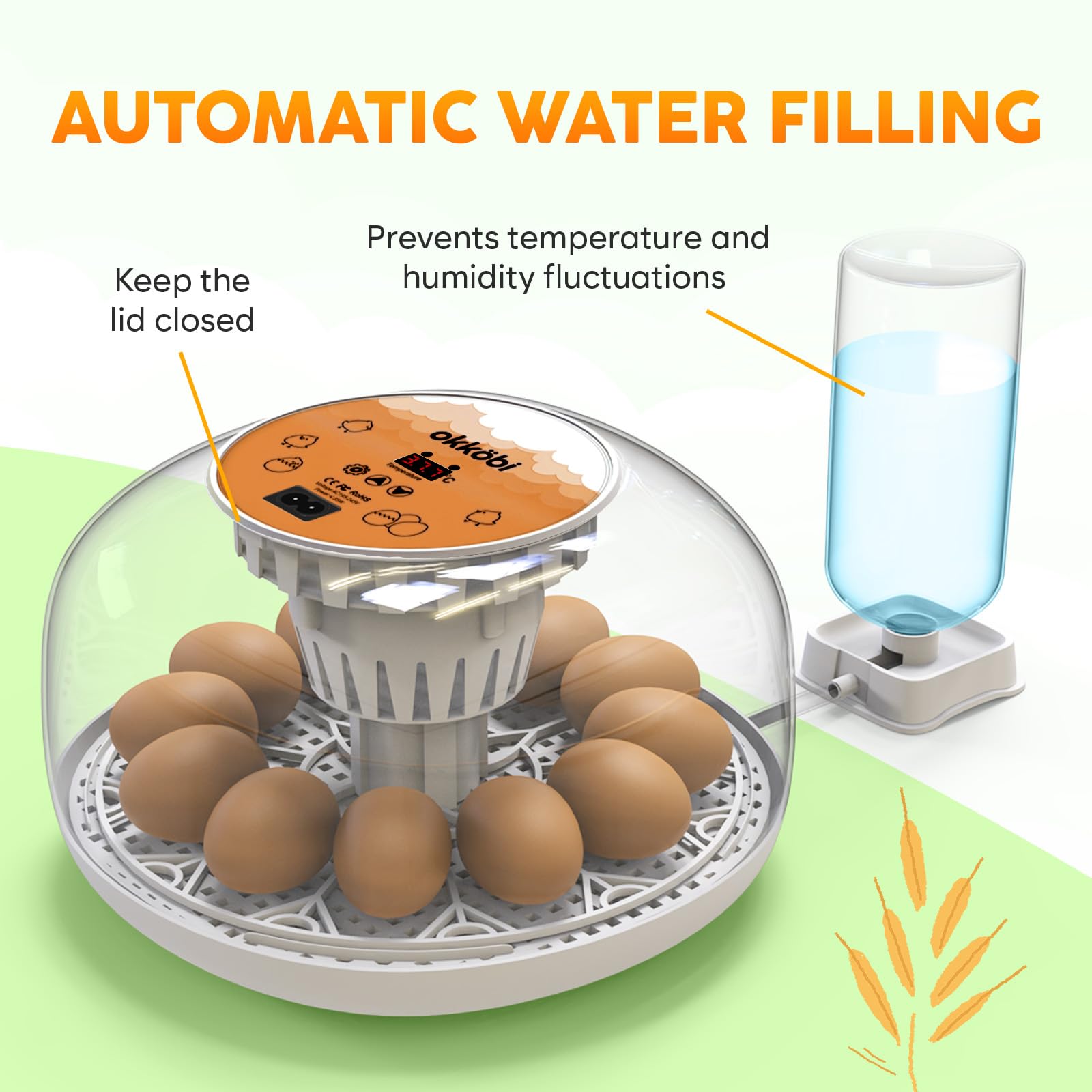OKKÖBI M12 humidity control using a side water bottle maintains stable moisture