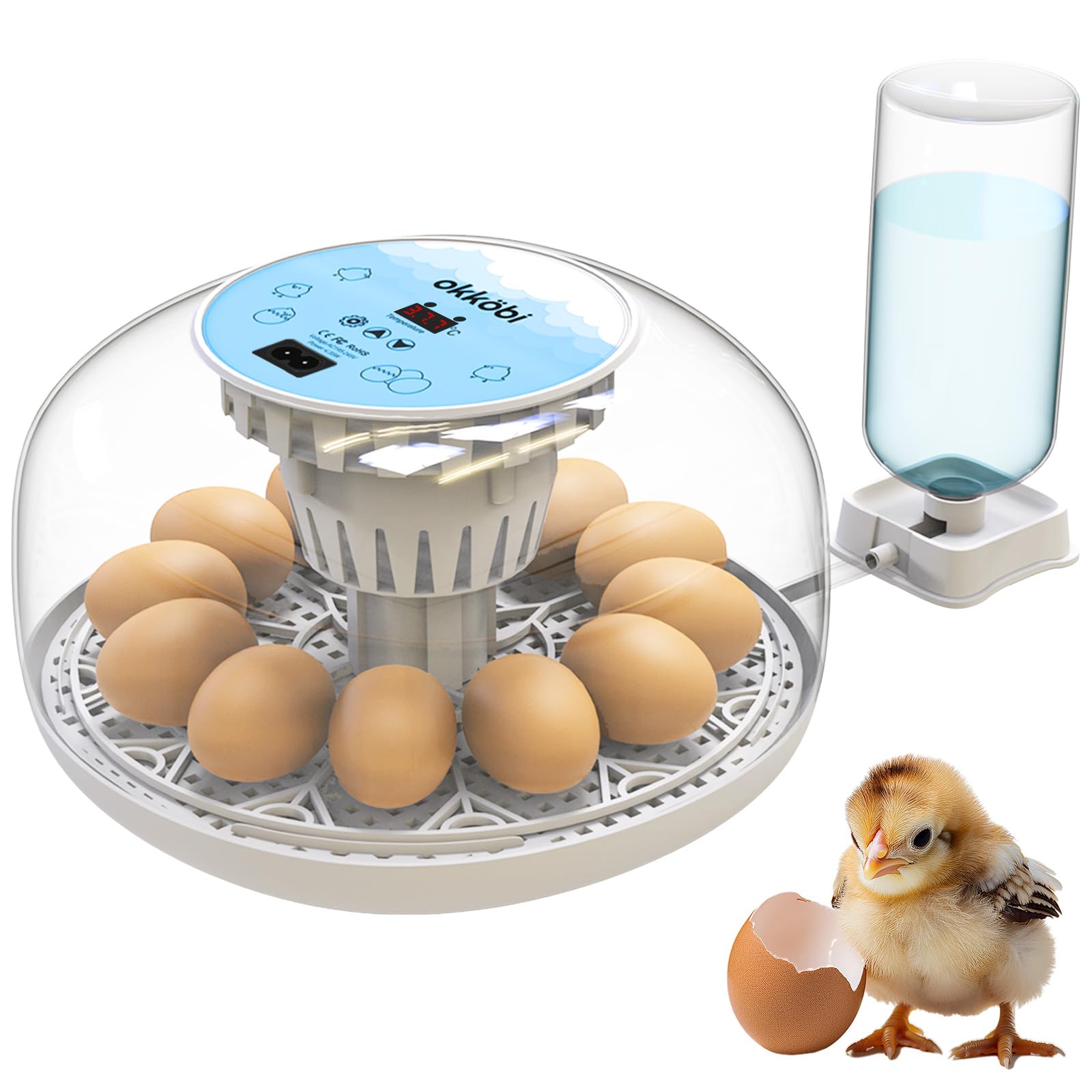 OKKÖBI M12 incubator 360° lid enables gentle hatch monitoring