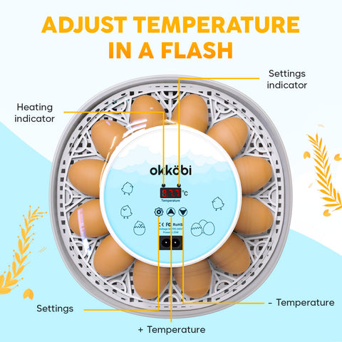 OKKÖBI M12 incubator auto turner in action supports even hatch