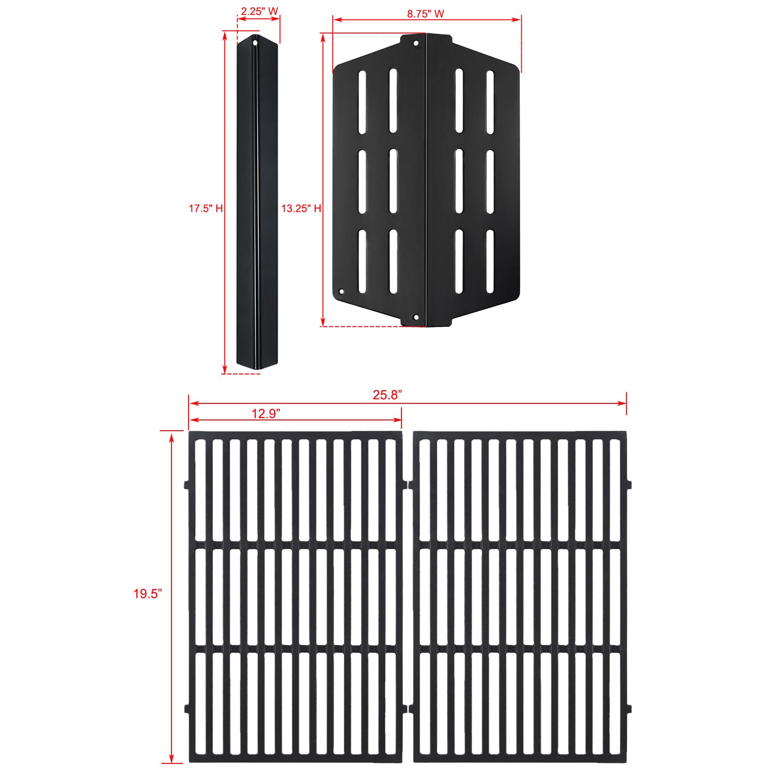 Oklagarden Genesis front view of replacement parts on grill