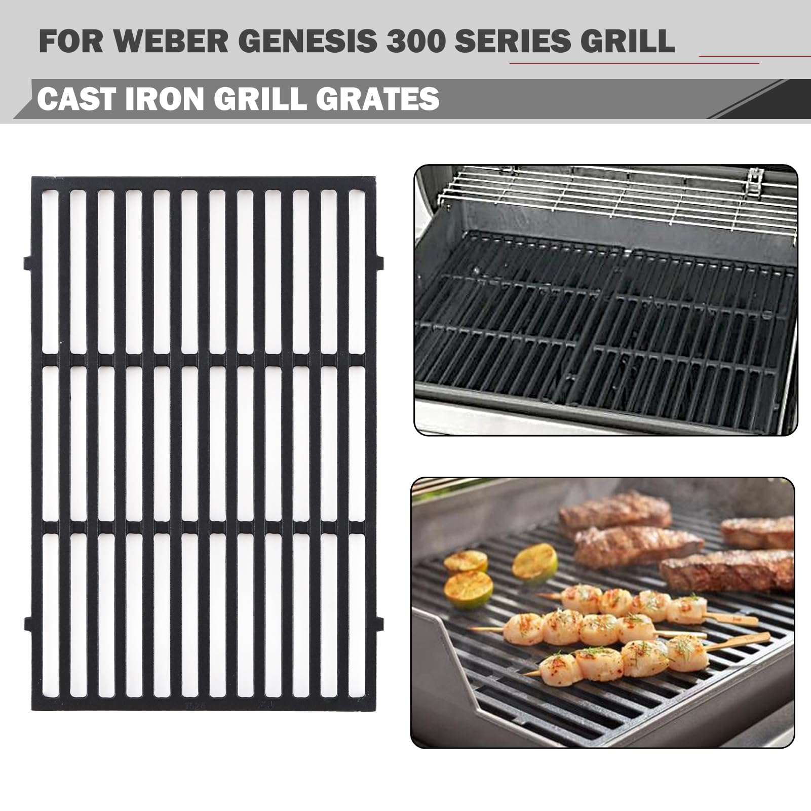 Oklagarden Genesis grates highlighting durable cast iron and sear capability