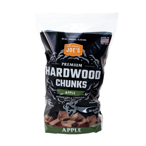 Oklahoma Joe's Apple Wood Chunks bag ready for authentic smoke flavor.