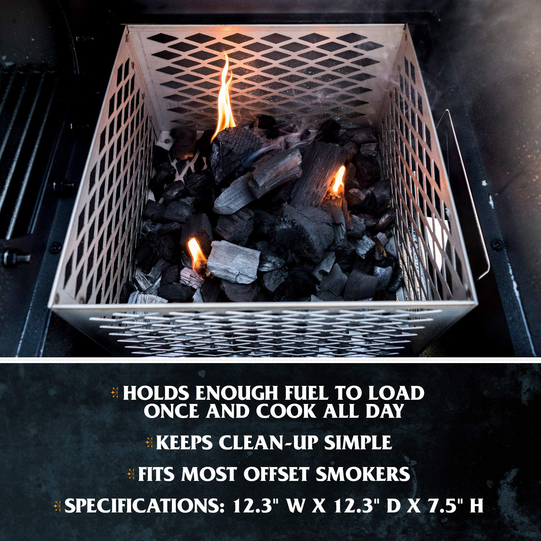 Oklahoma Joe's basket promotes easy cleanup after smoke sessions.