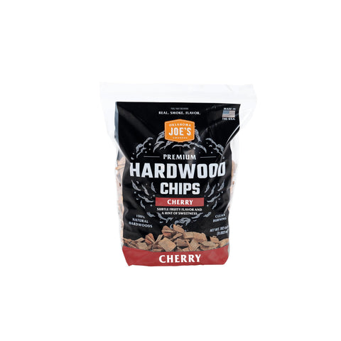 Oklahoma Joe's Cherry Wood Chips bag showcasing premium, natural hardwood for rich, smoky flavor in meals.