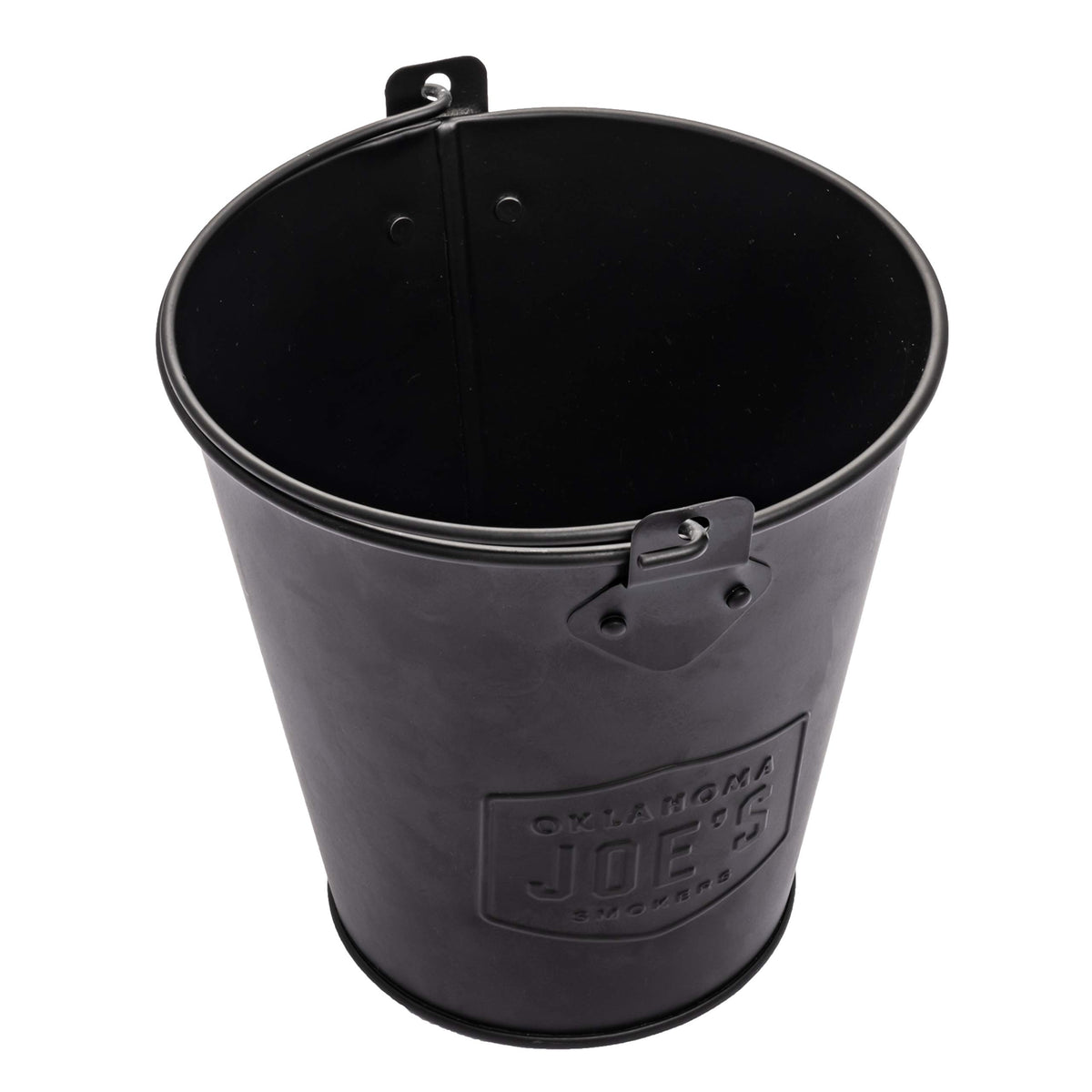 Oklahoma Joe's Drip Bucket in black catches grease and keeps grilling surfaces clean.
