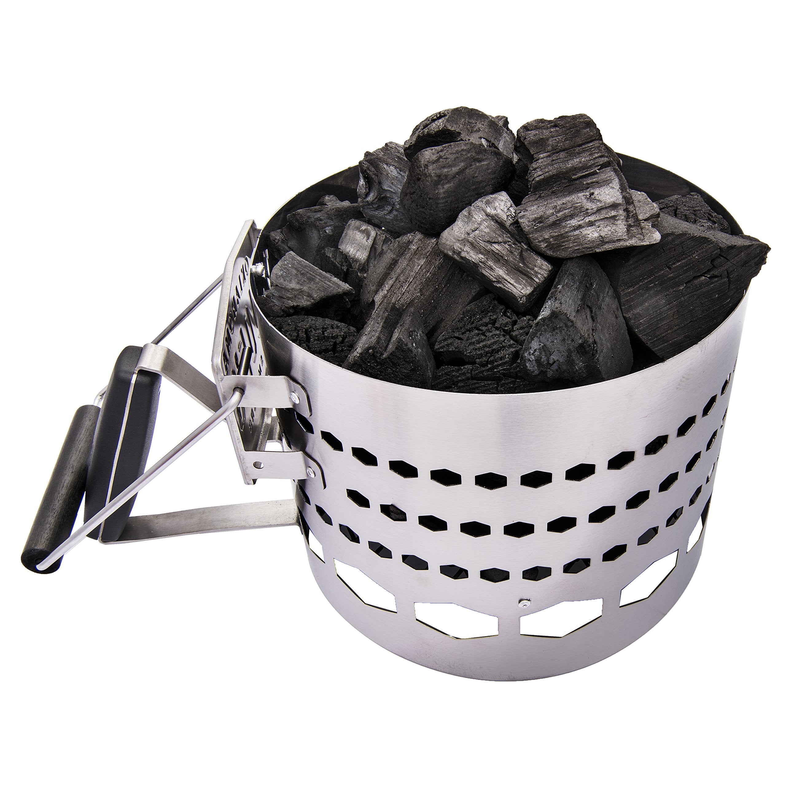 Oklahoma Joe's Halftime XL charcoal starter front view shows quick ignition potential