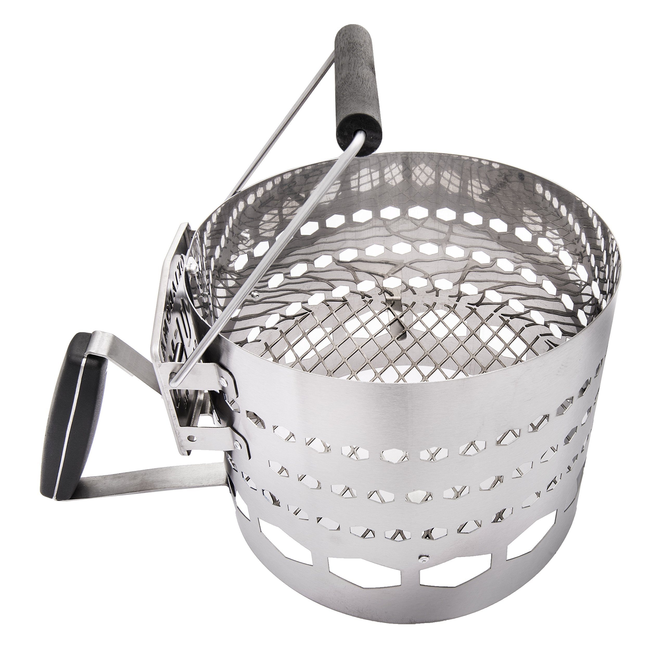 Oklahoma Joe's Halftime XL charcoal starter in use with cool-to-touch handle during operation