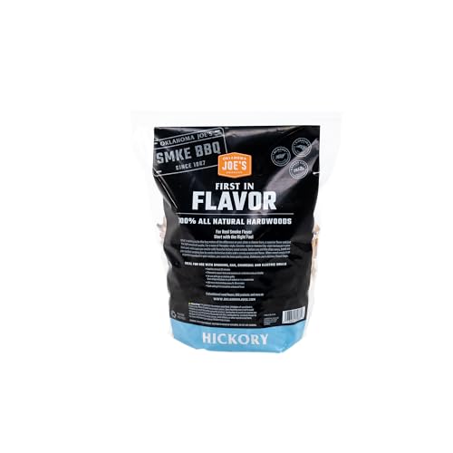 Oklahoma Joe's Hickory chips texture highlighting evenly sized pieces for reliable smoking