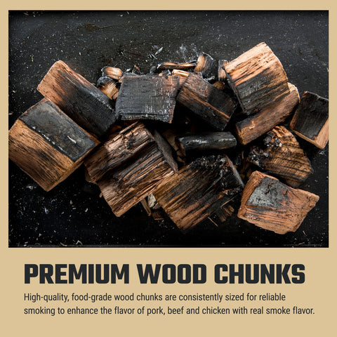 Smoke rising from Oklahoma Joe's Hickory chunks enhances pulled pork flavors.