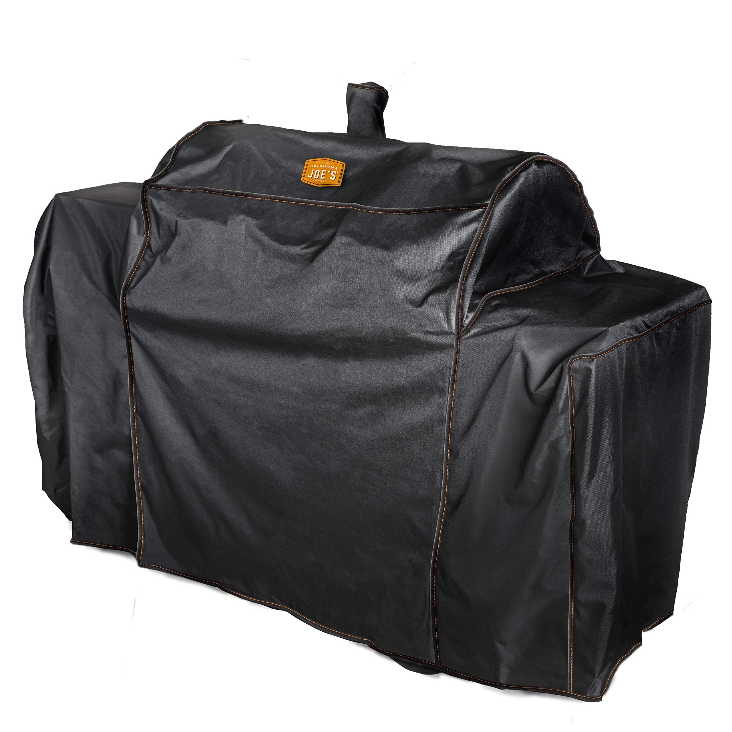 Oklahoma Joe's Longhorn cover fits snugly on grill and smoker for weather protection.